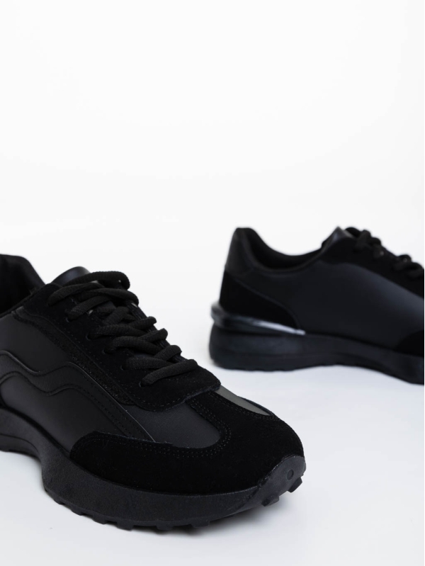 Γυναικεία αθλητικά παπούτσια μαύρα από οικολογικό δέρμα Dilly, 6 - Kalapod.gr