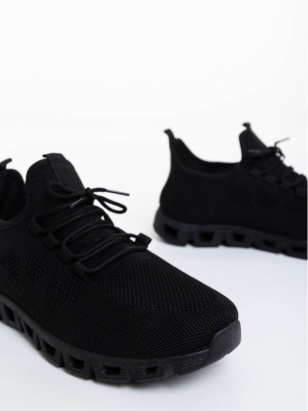 Ανδρικά αθλητικά παπούτσια μαύρα από ύφασμα Astor, 4 - Kalapod.gr