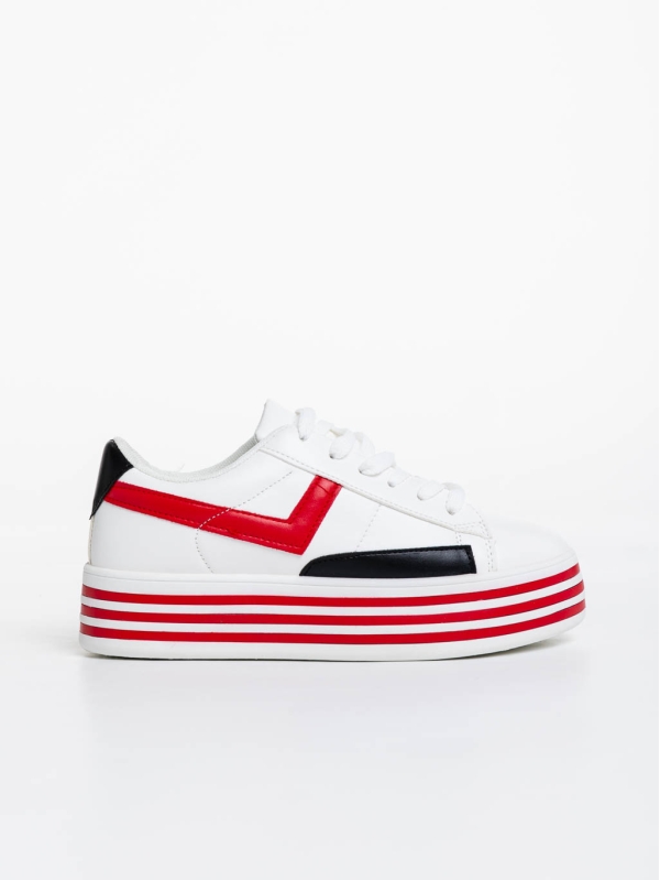 Γυναικεία αθλητικά παπούτσια λευκά με κόκκινο από οικολογικό δέρμα Gratiela, 5 - Kalapod.gr