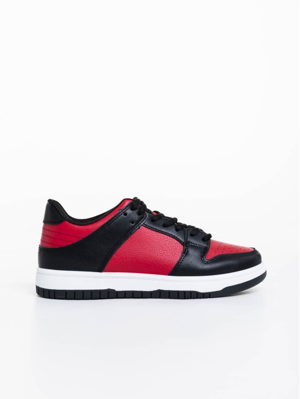 Γυναικεία αθλητικά παπούτσια κόκκινα με μαύρο από οικολογικό δέρμα Remmie, 7 - Kalapod.gr