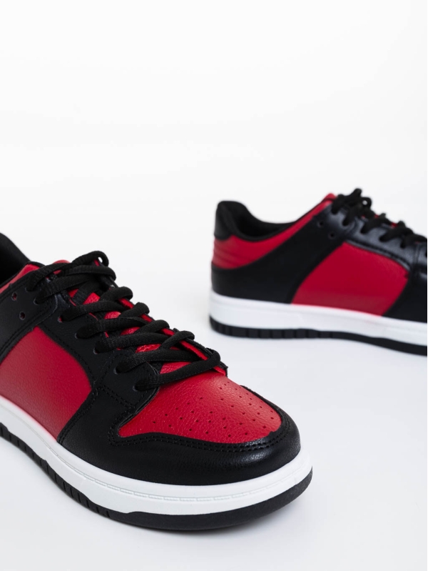 Γυναικεία αθλητικά παπούτσια κόκκινα με μαύρο από οικολογικό δέρμα Remmie, 8 - Kalapod.gr