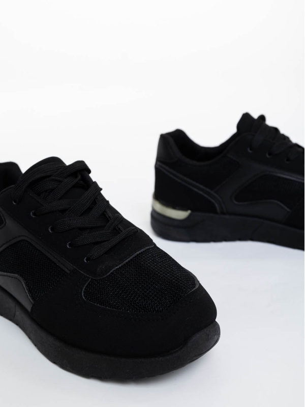 Γυναικεία αθλητικά παπούτσια μαύρα από ύφασμα Laraine, 6 - Kalapod.gr
