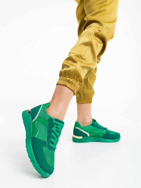 Γυναικεία αθλητικά παπούτσια πράσινα από ύφασμα Laraine - Kalapod.gr