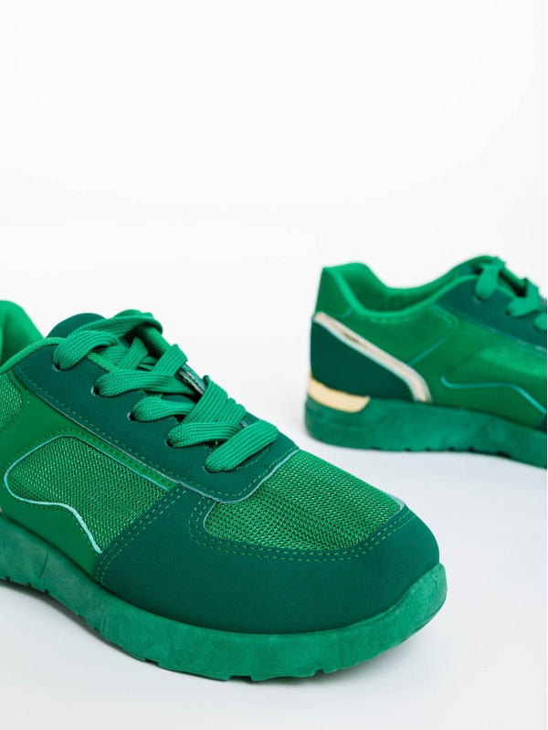 Γυναικεία αθλητικά παπούτσια πράσινα από ύφασμα Laraine, 6 - Kalapod.gr