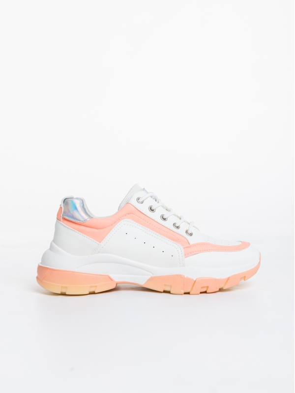 Γυναικεία αθλητικά παπούτσια λευκά με ροζ από οικολογικό δέρμα Mona, 3 - Kalapod.gr
