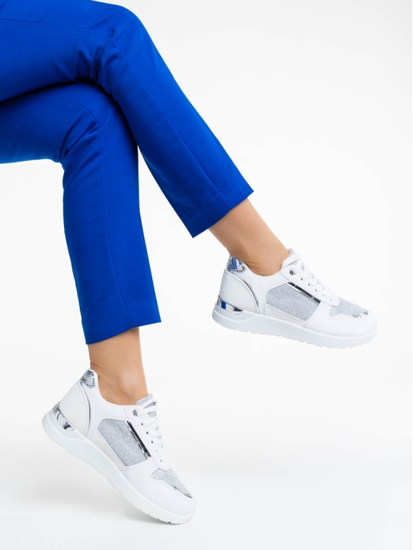 Γυναικεία αθλητικά παπούτσια λευκά από οικολογικό δέρμα Litsa - Kalapod.gr