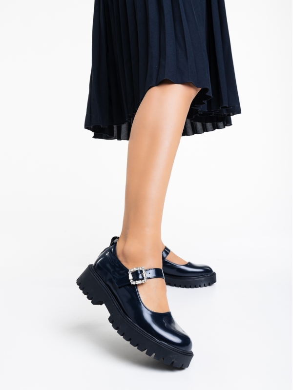 Γυναικεία casual παπούτσια μπλε σκούρο από οικολογικό δέρμα Agatha, 2 - Kalapod.gr