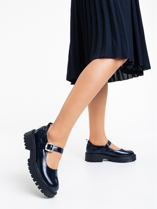Γυναικεία casual παπούτσια μπλε σκούρο από οικολογικό δέρμα Agatha, 3 - Kalapod.gr