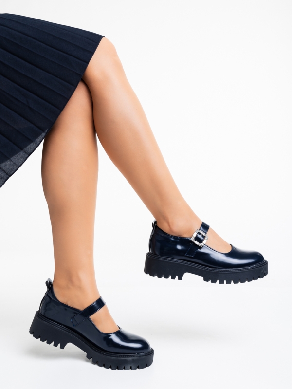 Γυναικεία casual παπούτσια μπλε σκούρο από οικολογικό δέρμα Agatha, 4 - Kalapod.gr