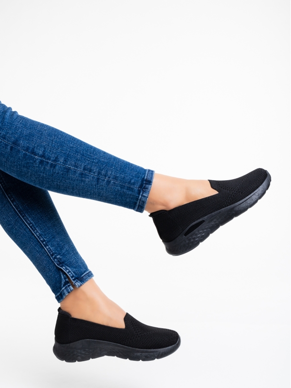Γυναικεία αθλητικά παπούτσια μαύρα από ύφασμα Amyna, 5 - Kalapod.gr