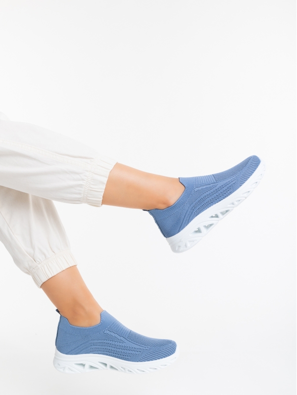 Γυναικεία αθλητικά παπούτσια μπλε από ύφασμα Yazmin, 3 - Kalapod.gr