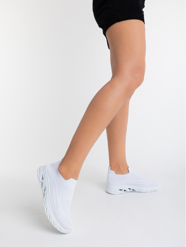 Γυναικεία αθλητικά παπούτσια λευκά από ύφασμα Yazmin, 4 - Kalapod.gr