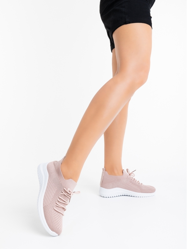 Γυναικεία αθλητικά παπούτσια ροζ από ύφασμα Therese, 3 - Kalapod.gr