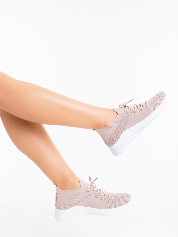 Γυναικεία αθλητικά παπούτσια ροζ από ύφασμα Therese, 4 - Kalapod.gr