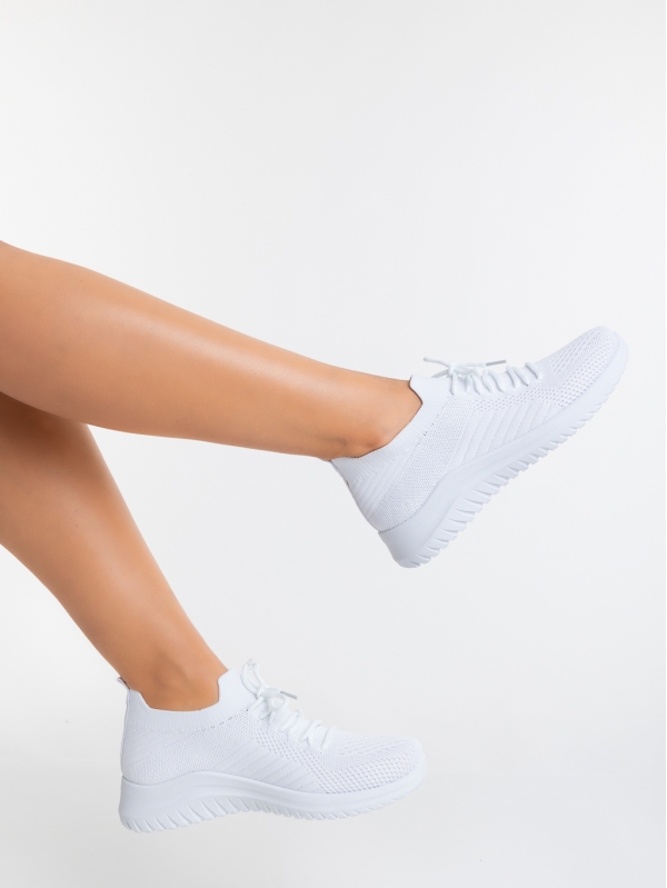 Γυναικεία αθλητικά παπούτσια λευκά από ύφασμα Therese, 3 - Kalapod.gr
