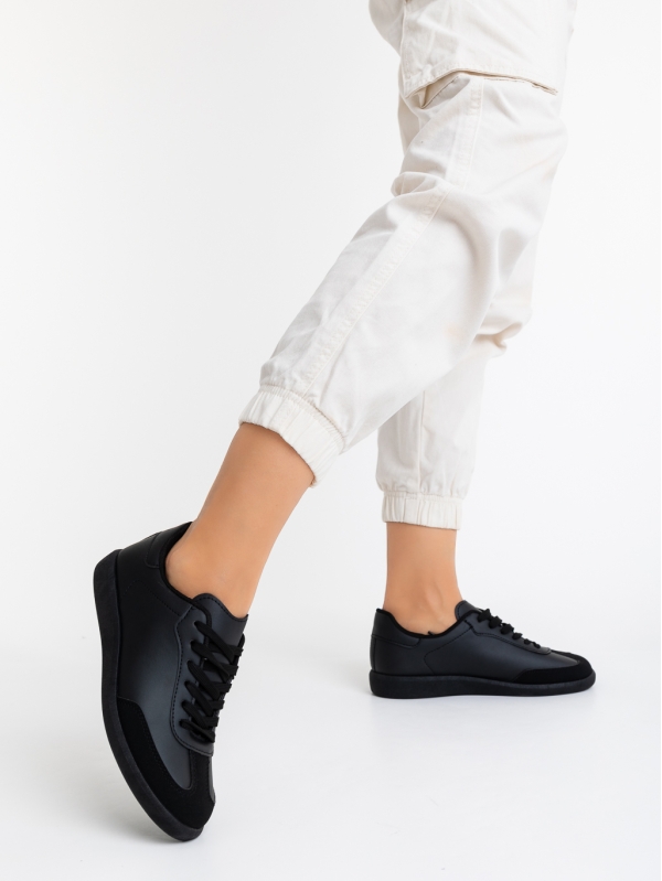 Γυναικεία αθλητικά παπούτσια μαύρα από οικολογικό δέρμα Noemie - Kalapod.gr