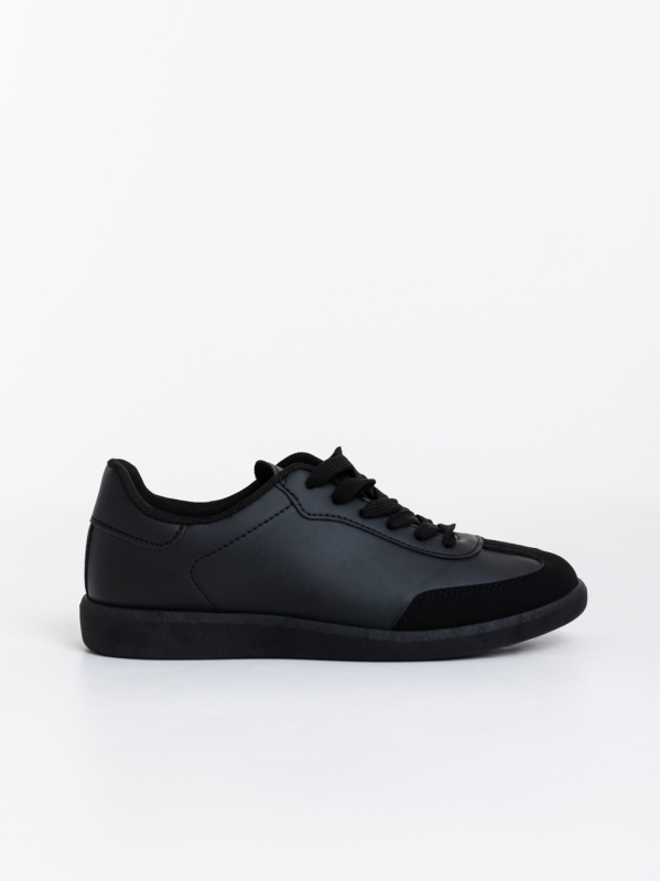 Γυναικεία αθλητικά παπούτσια μαύρα από οικολογικό δέρμα Noemie, 5 - Kalapod.gr