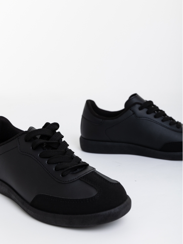 Γυναικεία αθλητικά παπούτσια μαύρα από οικολογικό δέρμα Noemie, 6 - Kalapod.gr