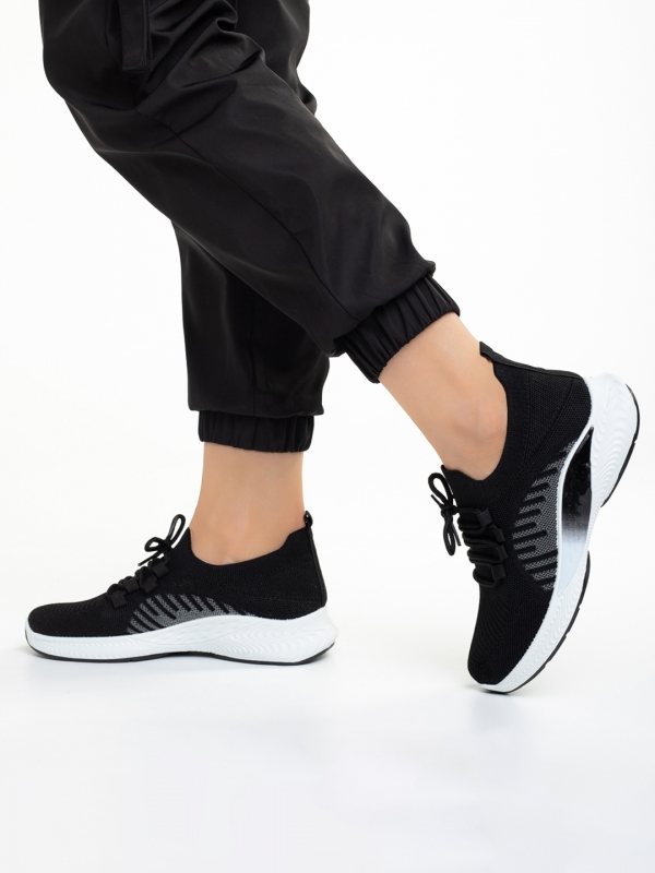 Γυναικεία αθλητικά παπούτσια  μαύρα από ύφασμα  Matrona, 3 - Kalapod.gr