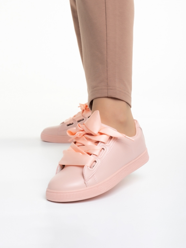 Γυναικεία αθλητικά παπούτσια  ροζ από οικολογικό δέρμα Elvina, 2 - Kalapod.gr
