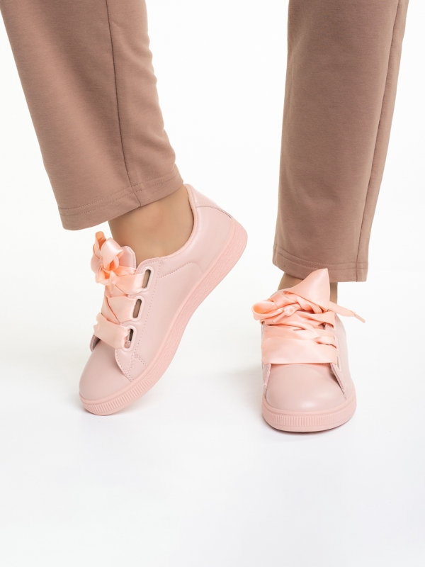 Γυναικεία αθλητικά παπούτσια  ροζ από οικολογικό δέρμα Elvina, 3 - Kalapod.gr