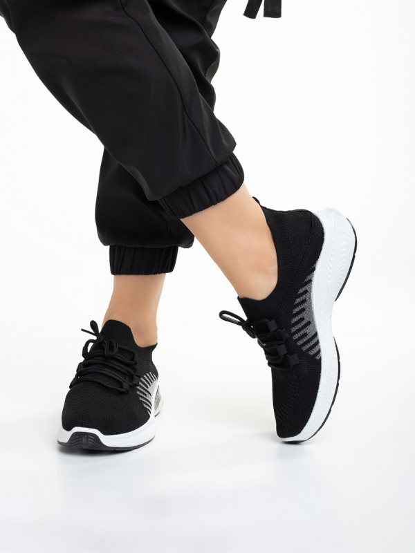 Γυναικεία αθλητικά παπούτσια  μαύρα από ύφασμα  Matrona, 4 - Kalapod.gr