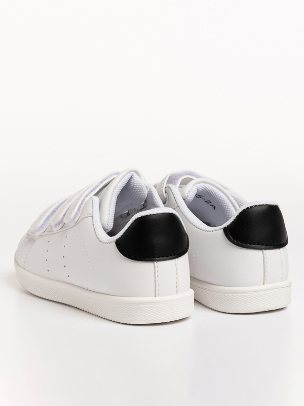Παιδικά αθλητικά παπούτσια  λευκά με μαύρο από οικολογικό δέρμα Barney, 3 - Kalapod.gr