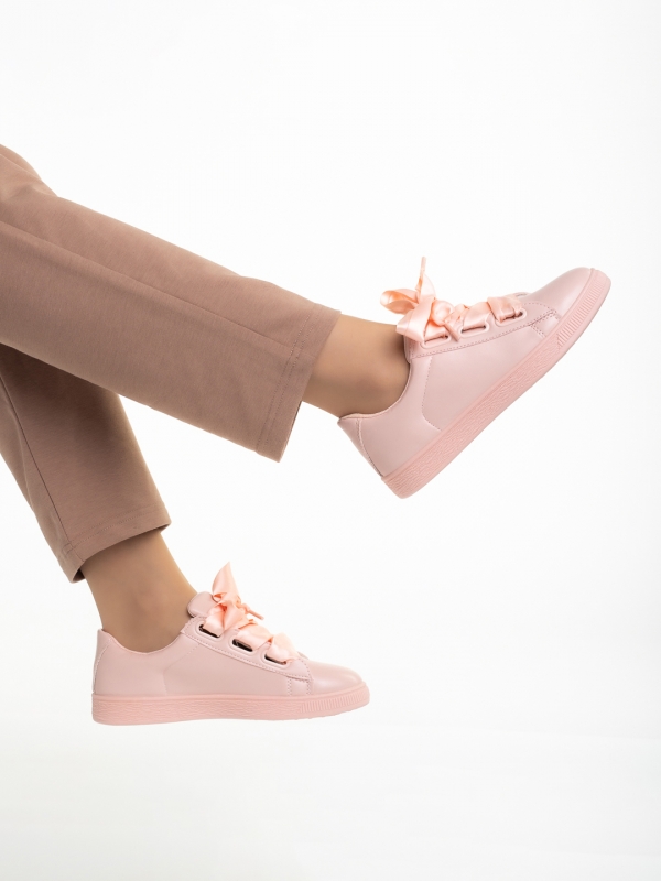 Γυναικεία αθλητικά παπούτσια  ροζ από οικολογικό δέρμα Elvina, 4 - Kalapod.gr