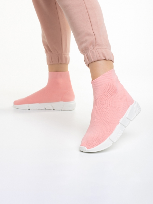 Γυναικεία αθλητικά παπούτσια  ροζ  από ύφασμα  Barica, 4 - Kalapod.gr