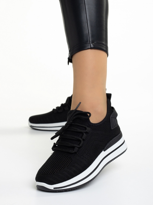 Γυναικεία αθλητικά παπούτσια μαύρα από ύφασμα Aryana, 3 - Kalapod.gr