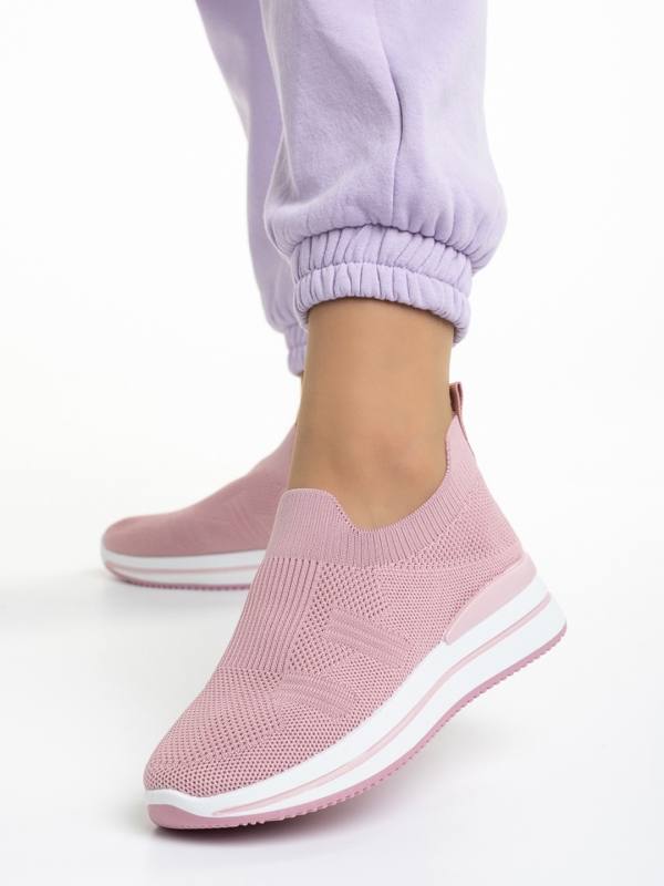 Γυναικεία αθλητικά παπούτσια ροζ από ύφασμα Moira, 2 - Kalapod.gr