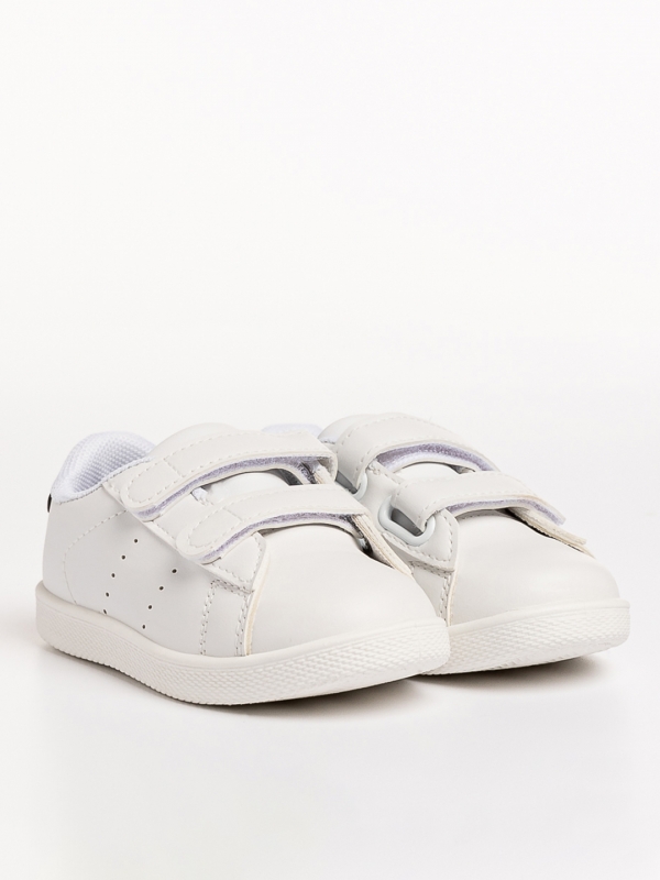Παιδικά αθλητικά παπούτσια  λευκά με σκούρο μπλε από οικολογικό δέρμα Barney, 3 - Kalapod.gr