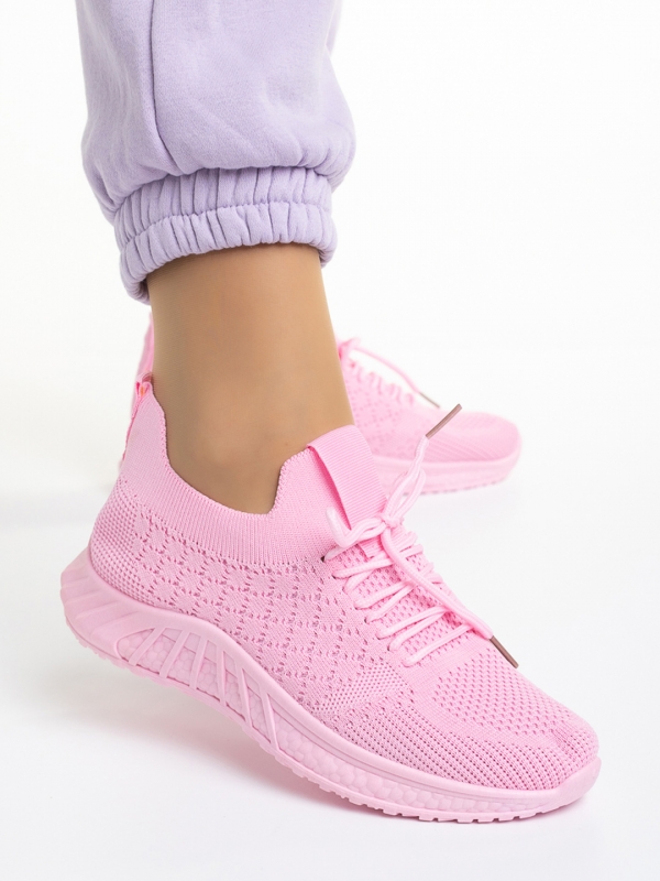 Γυναικεία αθλητικά παπούτσια ροζ σκούρο από ύφασμα Kassidy, 2 - Kalapod.gr