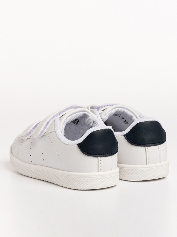 Παιδικά αθλητικά παπούτσια  λευκά με σκούρο μπλε από οικολογικό δέρμα Barney, 4 - Kalapod.gr