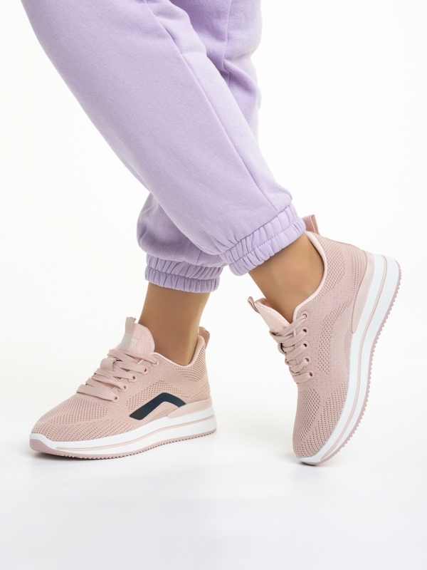 Γυναικεία αθλητικά παπούτσια ροζ από ύφασμα Lovella, 3 - Kalapod.gr