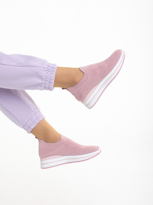 Γυναικεία αθλητικά παπούτσια ροζ από ύφασμα Moira, 5 - Kalapod.gr