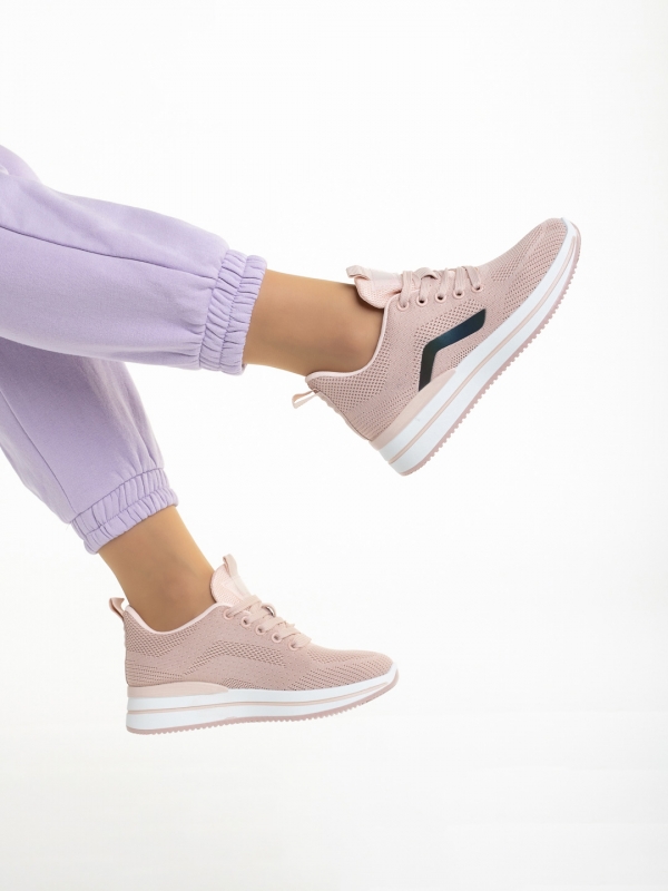 Γυναικεία αθλητικά παπούτσια ροζ από ύφασμα Lovella, 5 - Kalapod.gr