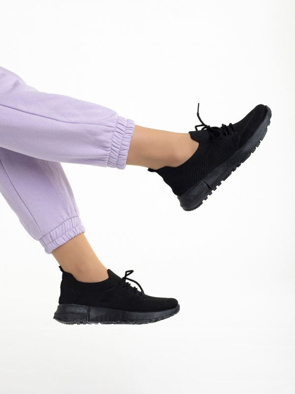 Γυναικεία αθλητικά παπούτσια  μαύρα από ύφασμα  Dasa, 5 - Kalapod.gr
