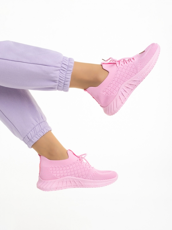 Γυναικεία αθλητικά παπούτσια ροζ σκούρο από ύφασμα Kassidy, 5 - Kalapod.gr