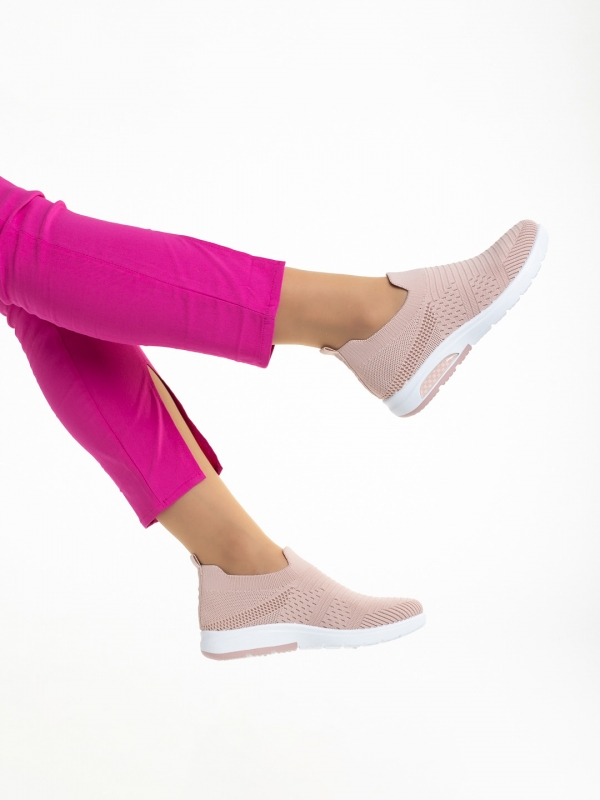 Γυναικεία αθλητικά παπούτσια ροζ από ύφασμα April, 5 - Kalapod.gr