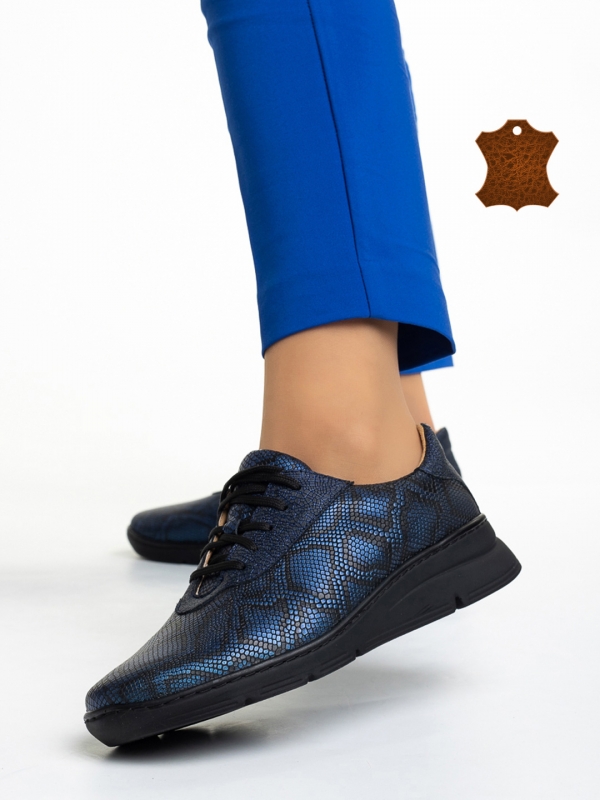 Γυναικεία casual παπούτσια μπλε από φυσικό δέρμα Anahita - Kalapod.gr
