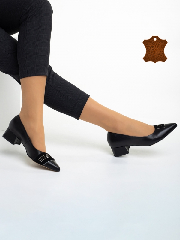 Γυναικεία παπούτσια Marco μαύρα από φυσικό δέρμα Kamini - Kalapod.gr