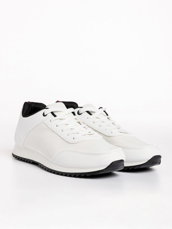 Ανδρικά αθλητικά παπούτσια λευκά από οικολογικό δέρμα και ύφασμα  Zander - Kalapod.gr