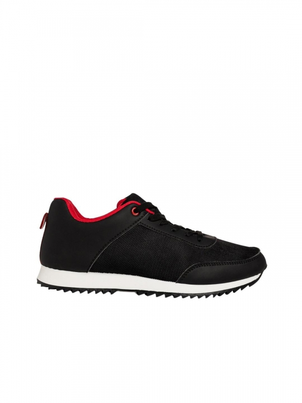 Ανδρικά αθλητικά παπούτσια μαύρα από οικολογικό δέρμα και υφαντική ύλη Zander, 4 - Kalapod.gr
