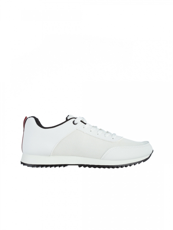 Ανδρικά αθλητικά παπούτσια λευκά από οικολογικό δέρμα και ύφασμα  Zander, 4 - Kalapod.gr
