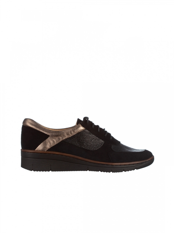 Γυναικεία casual παπούτσια μαύρα από φυσικό δέρμα Meira, 6 - Kalapod.gr