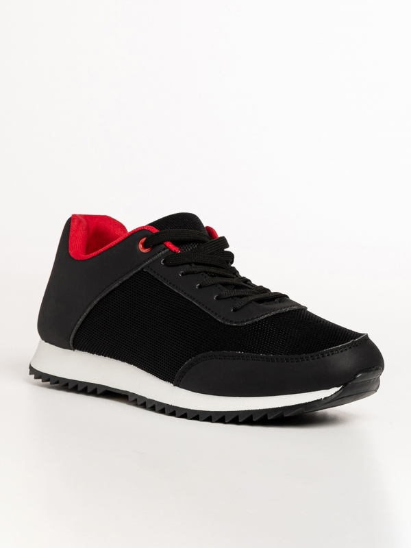 Ανδρικά αθλητικά παπούτσια μαύρα από οικολογικό δέρμα και υφαντική ύλη Zander, 2 - Kalapod.gr