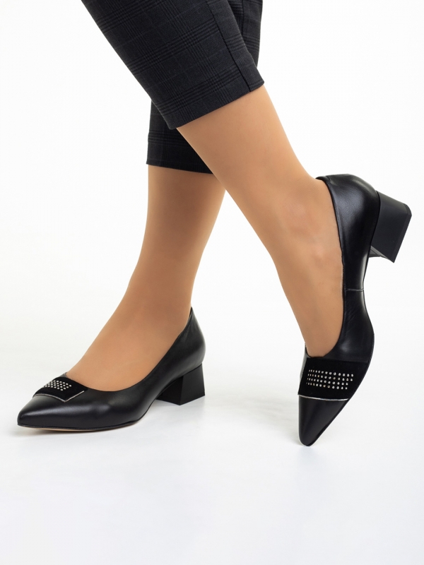 Γυναικεία παπούτσια Marco μαύρα από φυσικό δέρμα Kamini, 3 - Kalapod.gr