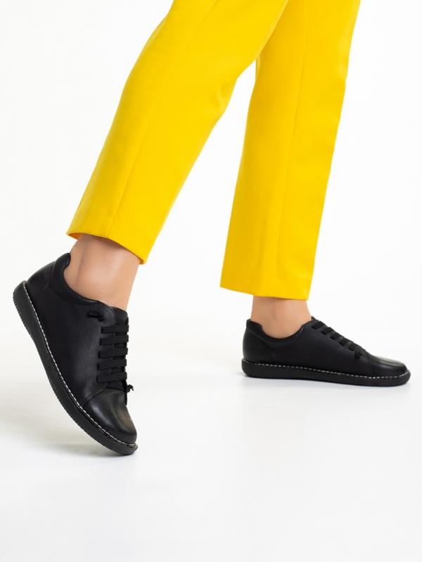 Γυναικεία αθλητικά παπούτσια  μαύρα  από οικολογικό δέρμα  Clarice, 3 - Kalapod.gr
