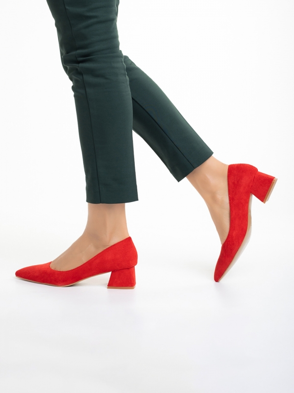 Γυναικεία παπούτσια κόκκινα από ύφασμα Cataleya, 3 - Kalapod.gr